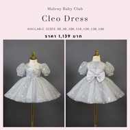 ชุดเด็กออกงานสีเทา แขนตุ๊กตา ปักด้วยเลื่อม Cleo Dress