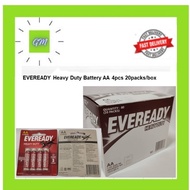 🔋 EVEREADY 🔋 Heavy Duty 1.5v Battery Size AA 4pcs - 20 packs/box (80 pcs)