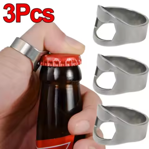 1-3Pcs Stainless Steel Finger Corkscrew Beer Bottle Opener Tool Versatile Ring-Shape Wine Bottles Op