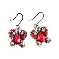 Lulugift Crimson Flutter Butterfly Drop Earrings