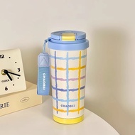 Thermal cup, double-drink dopamine, high-value water cup, straw, portable coffee cup, student accomp