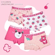 4PCS Cartoon Pink Bear Girls' Briefs Children's Boxer Briefs Underwear