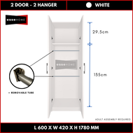 [178CM] EsseHome 2 Door Wardrobe Cabinet Cupboard Storage Almari Baju Almari Hanger or 5 Tingkat 5 Shelf 5 Tier