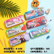 BT21 BTS TIN PENCIL CASE SET 2 LAYERS + CARTOON CHARACTER FILLING K628 k658 BT21 DISNEY PENCIL CASE 