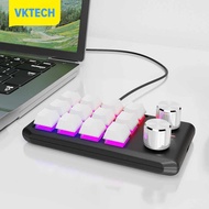 [Vktech] RGB มือเดียวปุ่มกดแบบกลไก12คีย์,ปุ่มตั้งโปรแกรม DIY คีย์บอร์ดแบบกลไกสลับร้อนอินเตอร์เฟซแบบคู่ชนิด C บางเฉียบสำหรับการวาดแบบ PS