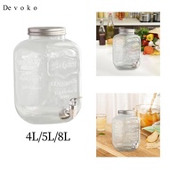 Devoko Glass Drink Dispenser Glass Jar Drink Dispenser Cold Drink Container with Faucet