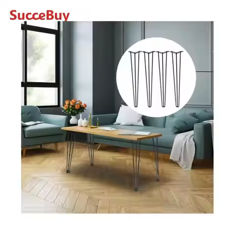 SucceBuy 4Pcs Metal Table Legs 16-40 Inch 3-Rod Hairpin Furniture Legs DIY Home Bench Dining Desk Co