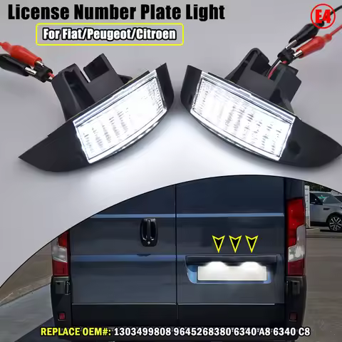 For Fiat Ducato Scudo Citroen Jumpy Peugeot Boxer 2PCS LED Number License Plate Lights Replace OE Nu