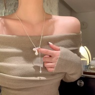 Women's adjustable pearl drop necklace - 1744