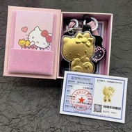 Pure Gold 999 Cute Cartoon Pendant KT Mobile Phone Chain Bag Keychain Pendant Girlfriend Valentine's