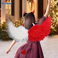 [Loviver] Halloween Devil Costume Set Angel Wing with Devil Headband for Children's Day Carnival Role Playing Dress up