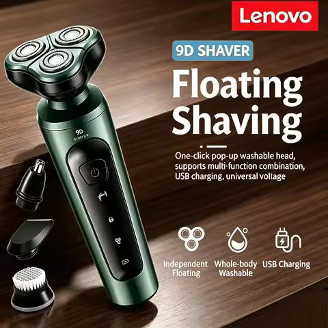 Lenovo Electric Shaver Multi Functional 9D Water Wash High Power Charging Hair Beard Trimmer Full Bo
