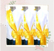 สไบผ้าคาดบ่าสีเหลืองทอง ยาว 2 เมตร สำหรับสวมใส่ชุดไทยประจำชาติ แต่งงาน เพื่อนเจ้าสาว ไปวัด ไปเทศกาลต่างๆ#