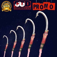 kail pancing urek belut 1 set isi 5 pcs ukuran xssmL&amp;xL bahan baja putih anti karat