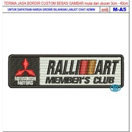 HD-138 EMBROIDERED PATCH RALLIART MEMBER CLUB MITHSUBISHI ICON NAME MOTORCYCLES/RACING/CLUB
