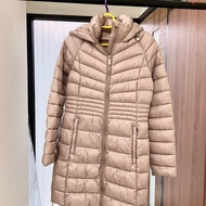 Michael kors銀粉色長版連帽輕羽絨外套