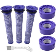 7-Pack Vacuum Filter Replacement Kit for Dyson V6, V8, V7 Vacuum Cleaner, 3 HEPA Column Filter, 3 Pre-Filter, 1 Cleaning Brush, Replacement Part Numbers 965661-01 and 967478-01