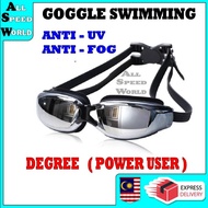 Authentic GOGGLE Anti-fog / Anti-UV Swimming Goggle / DEGREE POWER / SPEK RENANG /