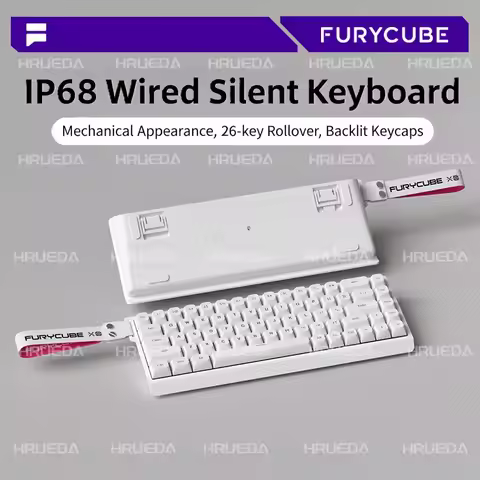 FURYCUBE IP68S 3-Mode Membrane Keyboard Mechanical Feel Silent Streamer Design Portable 68 Keys Keyb