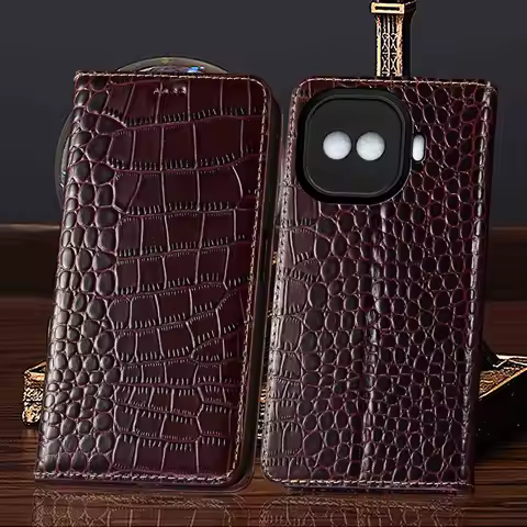 Genuine Leather Phone Case For Vivo iQOO 3 5 7 8 9 10 11 11S 12 13 15 15R Pro Ultra Crocodile Patter