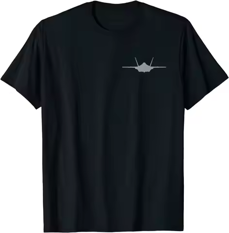 F-35 A JSF Lightning II Aircraft Silhouette and Tri View Men T-Shirt Short Sleeve Casual 100% Cotton