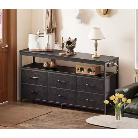 LED TV Stand for Bedroom, 47 Inch Dresser with Power Outlets, Entertainment Center for 55, 50, 43 In