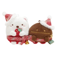 San-X Sumikkogurashi Strawberry Christmas Series Mini Plush Doll Sandbag Big White Bear & Coffee Bea