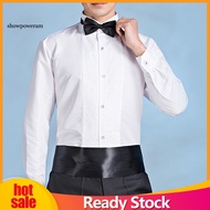 SPM Men Formal Shirt Bridegroom Shirt Men's Formal Dress Shirt Winged Collar Long Sleeve Solid Color