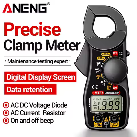 ANENG MT87 1999 Counts Clamp Multimeter AC/DC 600V Voltage 400A Current Resistance Tester with Data 