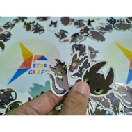 Sale!! Sticker Kartun Naga Dragon Kelalawar Bat Hitam Lucu Imut Bahan