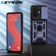 KEYSION เคสกันกระแทกซิลิโคนนิ่มสำหรับ A5i OPPO + PC ฝาปิดโทรศัพท์ตั้งเป็นวงแหวนโลหะป้องกันเลนส์กล้อง