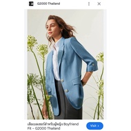 Women's Blazer Boy Style Three-Quarter Sleeves Polyester Fabric Blue G2000 Techwork Casual Boyfriend