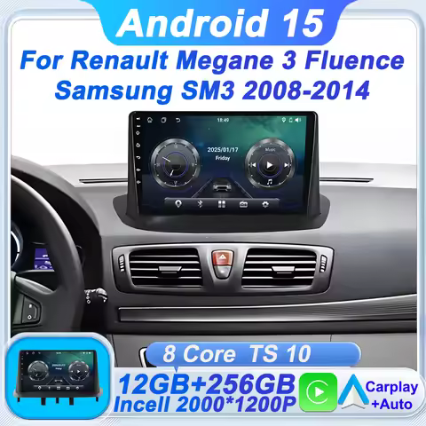 Car Radio Android Multimedia Player For Renault Megane 3 Fluence Samsung SM3 2008-2014 Wireless CarP