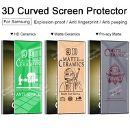 Samsung Galaxy S24 S23 Ultra S22 S21 S20 Plus Note 8 9 20 Full Glue [ HD/Matte/Privacy] Ceramic Screen Protector Soft Tempered Glass