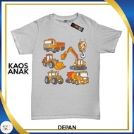 KATUN Children's T-shirt Excavator Heavy Equipment Truck Cotton Combed 30S Fashion Distro Premium Ws