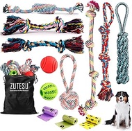 Zutesu Dog Chew Toy for Aggressive Chewer, 13 Pack Interactive Dog Toys Dog Rope Toys for Medium to 