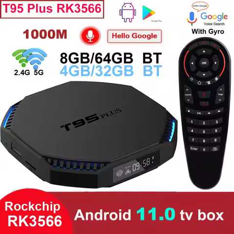 TV Box Android 11 T95 Plus 8GB RAM 64GB ROM Rockchip RK3566 Support 8K USB3.0 5G Wifi 1000M LAN 4GB 