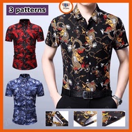 ✅READY STOCK🇲🇾Summer Men's New Short Sleeve Shirt Batik lelaki Fashion Casual Floral Shirt Breathable Baju Kemeja Lelaki