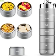 BUCKS Weekly Pill Case, Waterproof 7-Day Pill Storage Box, Durable Aluminum Alloy High Capacity Seal