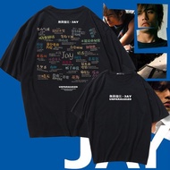 Summer Fashion Loose Fit Jay Chou Music Lyrics Printed Cotton Short Sleeve Men T-Shirt