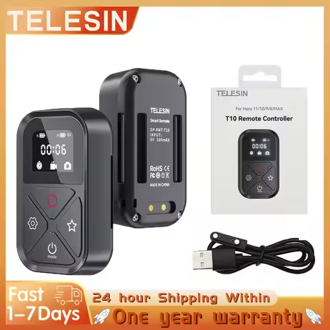 TELESIN T10 Bluetooth Remote Control For GoPro Hero 12 11 9 8Max Accessories Wireless Smart Remote F