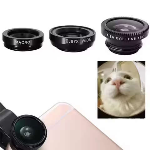 3in1 Fisheye Wide Angle Micro Camera Lens for iPhone Xiaomi Redmi 3in1 Zoom Fish Eye Len on Smartpho