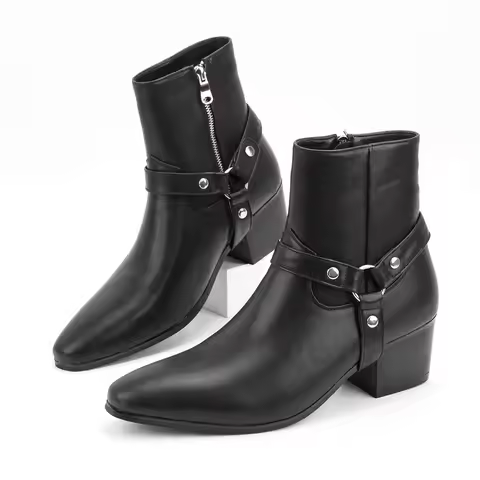 Men's High-Heeled Chelsea Double Elastic Boots