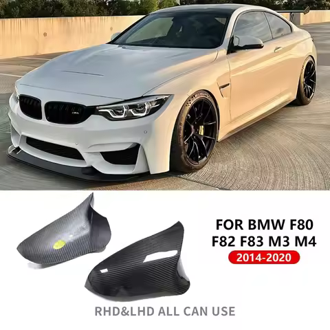 Real Dry Carbon Fiber Rearview Side Mirror Covers For BMW F80 M3 F82 F83 M4 F87 M2C 2014-2020 Side M