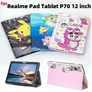 for Realme Pad Tablet P70 12 inch Cute Catoon Anime Pattern Cover Flip Foldable Stand Full Body Prot