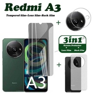 Redmi A3 Tempered Glass Redmi A3 Screen Protector Redmi A3 Camera Lens Protector Full Cover Screen Matte Privacy Glass 3In1 Carbon fiber back film