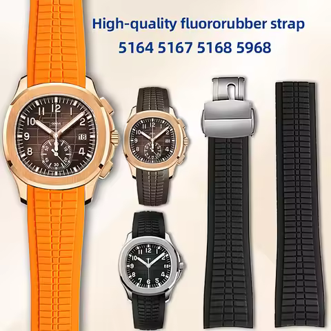 High-quality fluororubber strap for Patek Philippe Aquanaut 5167A 5164A 5168 5968 watchband 21mm cur