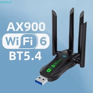 PERRY1 Dual Band WiFi6 USB Adapter, Bluetooth 5.4 AX900 900Mbps WiFi Dongle, High Speed 2.4G/5Ghz Re