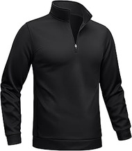 Men's Quarter Zip Lightweight Fleece Lined Thermal Sweatshirts 1/4 Zip Golf Sweater
