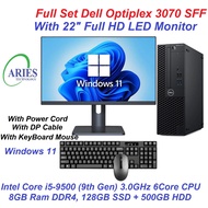 USED Desktop Dell 3070 Full Set Computer For Office & Home Use intel Core i5 CPU 9th Gen Full Set PC
